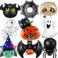 Halloween Foil Balloon Set with Ghost, Witch, Spider Web, Pumpkin & Bat - Spider Variation