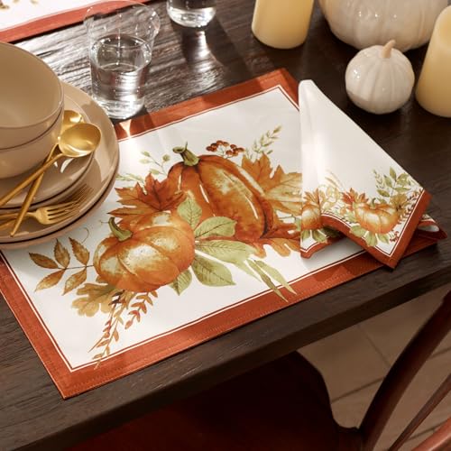 Autumn Pumpkin Grove Fall Placemat Set of 4 - Multicolor, 13x19 Inches