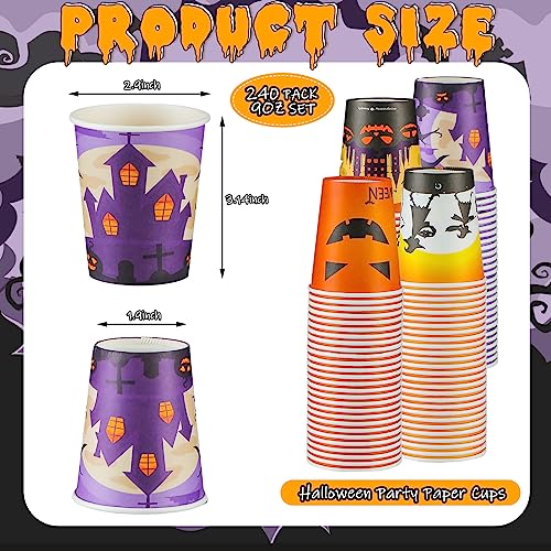 Halloween Disposable Paper Cups - 9 oz, Pack of 240 for Hot Cold Drinks