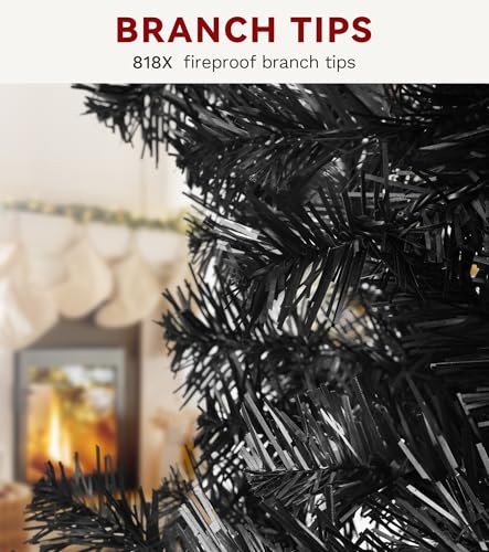 Black Artificial Christmas Tree 6ft with 818 Tips - Holiday Decor