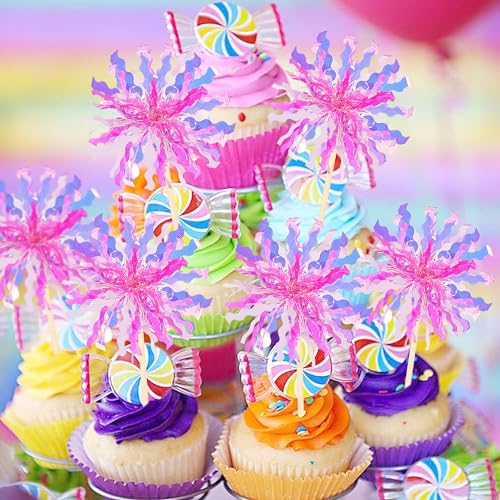 Foil Firework Cupcake Toppers - Design 21, 40 Pack Birthday Party Decorations