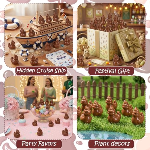 Mini Resin Poop Duck Figures - Halloween Toy Set, 50 Pieces, Brown Variation