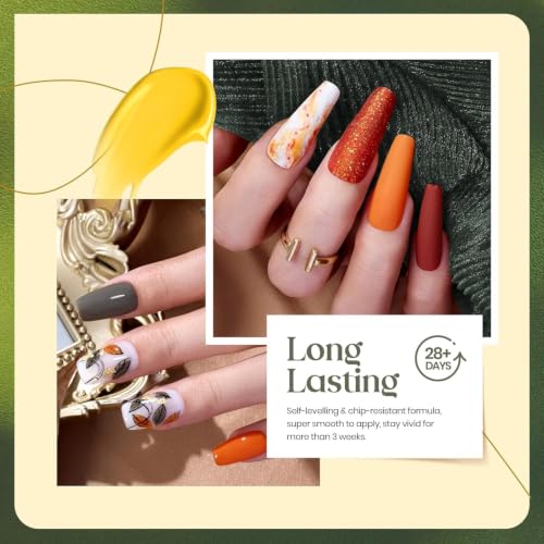 Beetles Fall Gel Nail Polish Set - Golden Season Glitter Colors, Brown Green Gold Variation