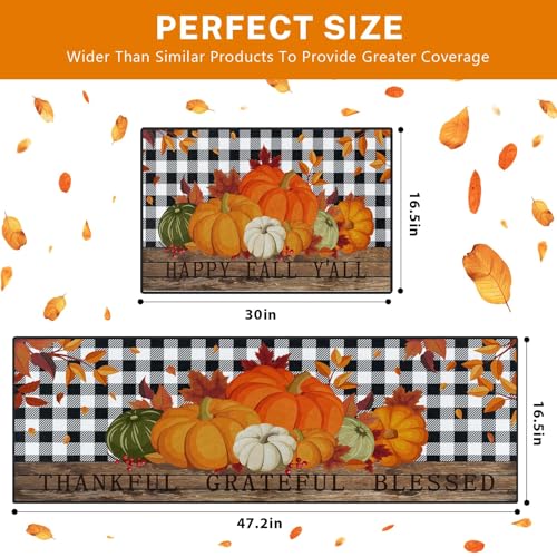 ArtSocket Fall Kitchen Rugs Set of 2 Non-Slip Washable Mats - Fall 3