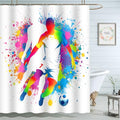 Football Players Shower Curtain - Waterproof Rainbow Splash Design - 72x72 Inch - Variation of THIS listing