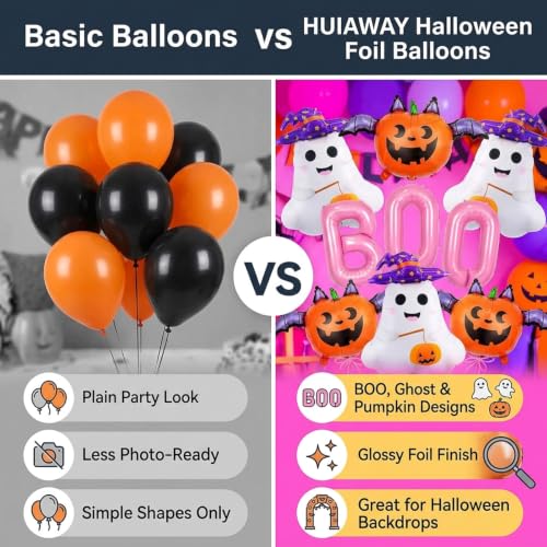 Halloween Foil Balloon Set - Ghost, Pumpkin & Boo Decorations, 9 Pieces