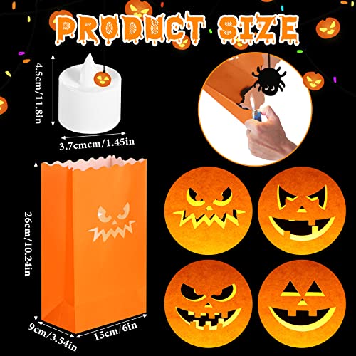 Halloween Luminary Bags with LED Candles Set - Classic Style, 48 Pcs