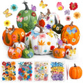 Fall Craft Pumpkin & Dried Flower DIY Kit - Orange White Green, 12 Pcs