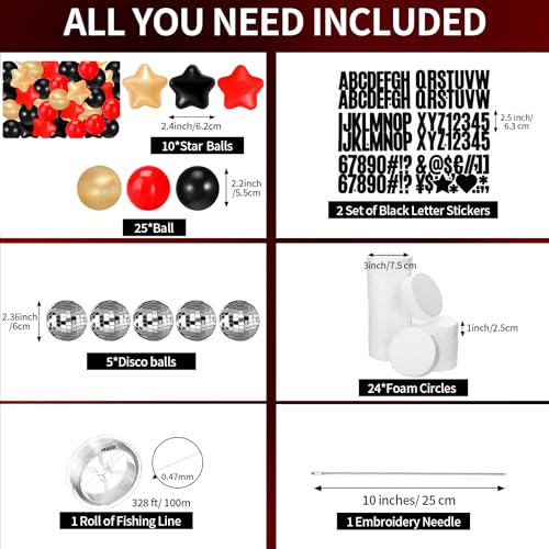 Simgoing Giant Friendship Bracelet Garland Kit - Black, Gold, Red Party Decor
