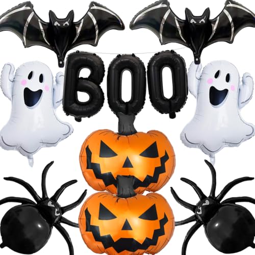 Halloween Foil Balloons Set - Boo Ghost Bat Pumpkin Spider Decorations