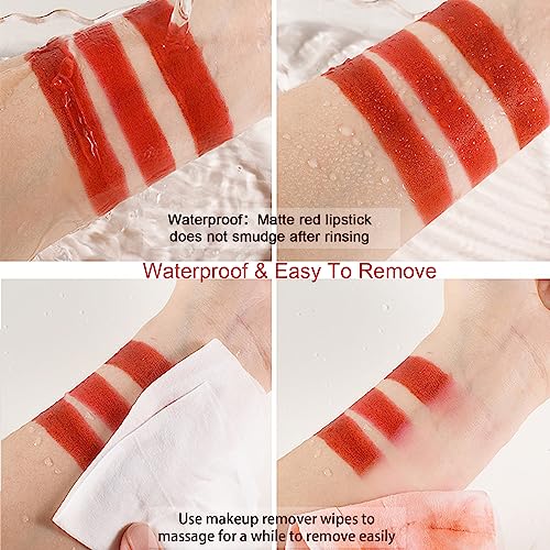 Red Matte Lipstick Tube - Long Lasting Smudge Proof Velvety Lipstick - Variation 04# Red