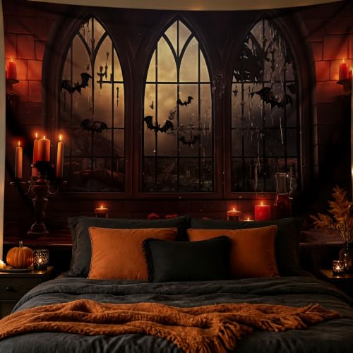 Halloween Gothic Tapestry Wall Hanging - Vampire Castle Backdrop - 78.7" L x 104" W - Spooky Gothic Decor