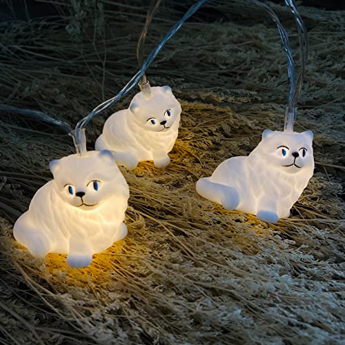 White Persian Cat String Lights 20LED Plug-in Animal Lantern Holiday Decor - Variation of THIS listing