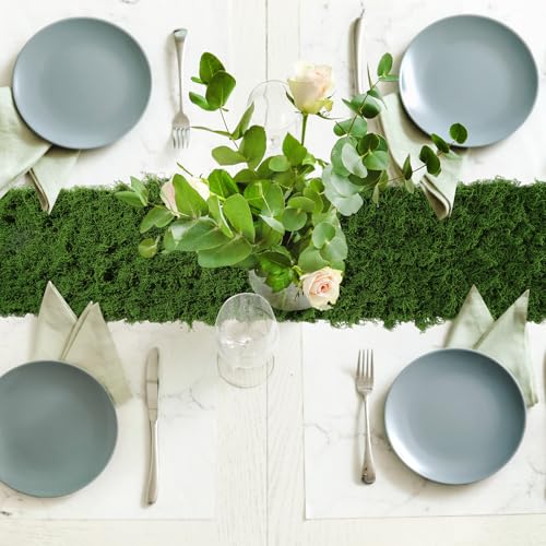 Artificial Moss Table Runner for Halloween Party Decor - Green - 6 Pack