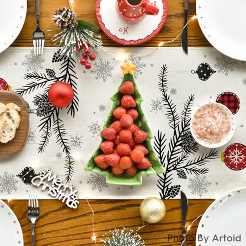 Red Deer Snowflakes Christmas Table Runner 13x72 Inch - Seasonal Holiday Decor
