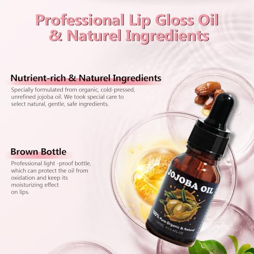 Pink Lip Gloss Making Kit - DIY Lip Gloss Set for Kids & Women, Moisturizing Base, Jojoba Oil, Tubes, Gift