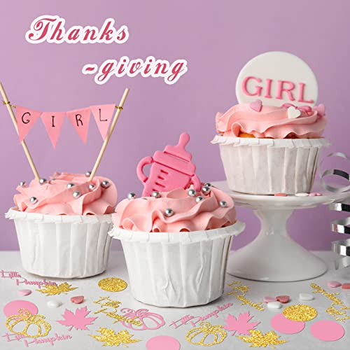 Fall Thanksgiving Pink and Gold Pumpkin Confetti Set - 400 Pieces