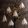 Halloween Lighted Black Tree with Ghost Ornaments - Indoor Decor