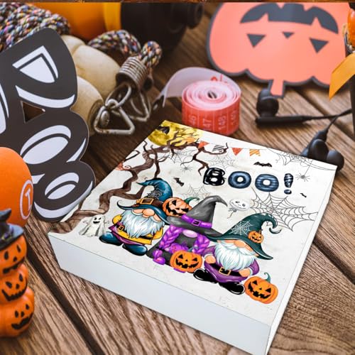 Halloween Pumpkin Gnome Decor - Wooden Sign with Variation B