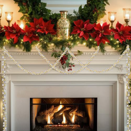 Christmas Bead Garland Set - Gold & Clear Acrylic Garlands, 80 ft Total
