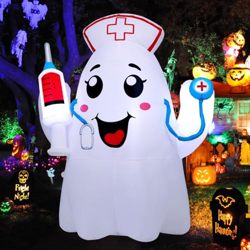 5Ft Halloween Inflatable Ghost with LED Lights Outdoor Yard Decoration