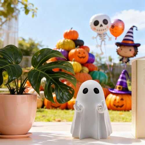 Halloween Skeleton Figurine with Middle Finger - Funny Gothic Ghost Decor - Resin Desk Ornament
