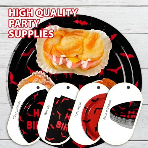 Bat Themed Party Supplies Set - 200 Pieces for Halloween Birthday Decorations - Serves 50 - Bat 200pcs Sets