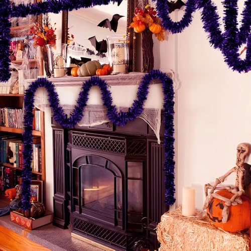 33ft Purple Christmas Tinsel Garland - Holiday Decor for Trees, Fireplace & More