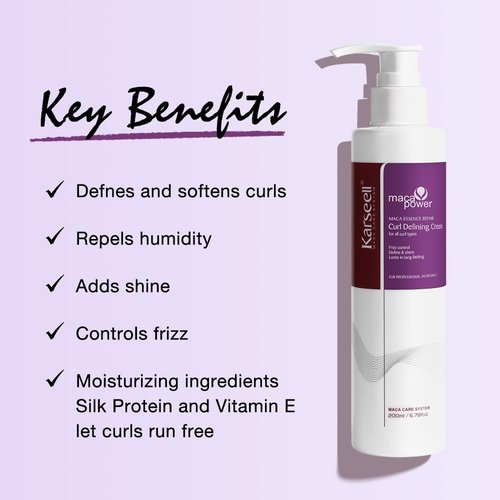 Karseell Curling Perfection Cream - Curl-Defining Essence for All Hair Types, Paraben-Free, 200ML (6.78oz)