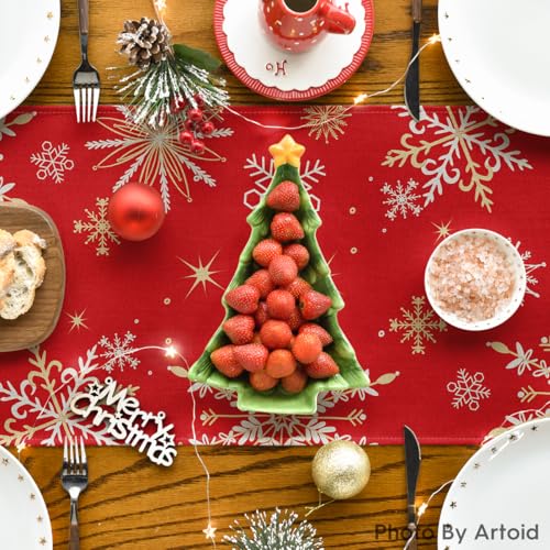 Artoid Mode Snowflakes Winter Table Runner 13x72 Inch - Red Home Decor
