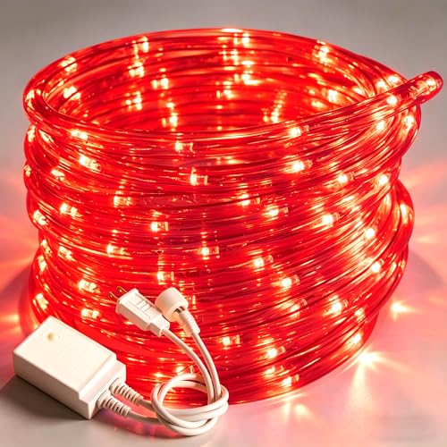 20ft Red Rope Lights for Outside – Connectable, Waterproof LED String with 8 Modes Controller