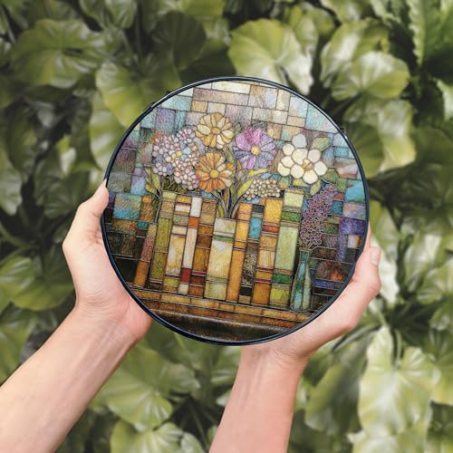 Wildflower Stained Glass Window Hanging - Book-B Variation, 7.9in Sun Catcher for Windows & Walls