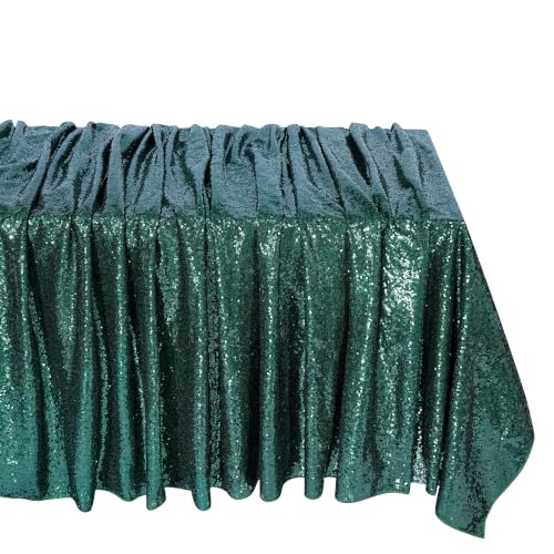 Emerald Green Sequin Rectangular Tablecloth 90 x 156 Inches Glitter Party Decor - Variation of Emeraldgreen