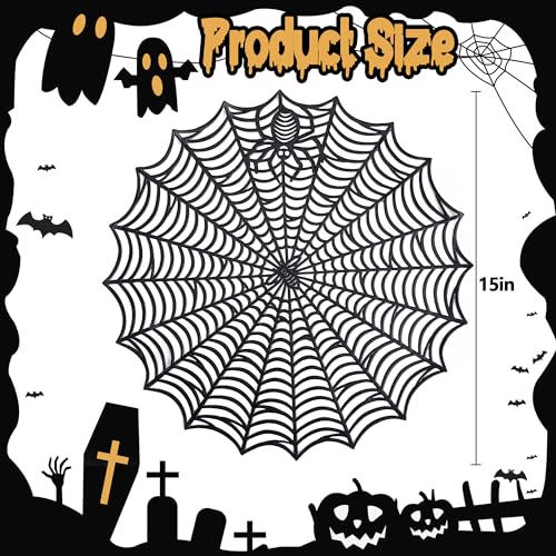 Halloween Spider Web Placemats Set of 10 - 15 Inch Waterproof Table Mats