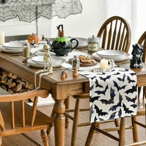 Halloween Table Runner 13x90 Inch Black and White Polyester Home Decor - Variation of THIS listing