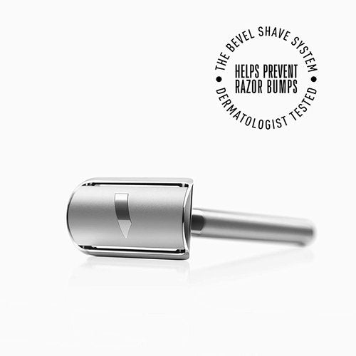 Bevel Safety Razor - Brass Weighted Handle & 10 Double Edge Blades | Prevent Razor Bumps, Black