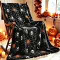 Halloween Throw Blanket Skull Pumpkin Spider Web - Spider Pumpkin Variation