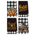 Black Microfiber Kitchen Towels Set of 4 - 12x24 Inch Quick Dry Dish Cloths