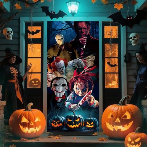 Halloween Door Cover Banner Decoration Horror Backdrop Party Decor 70x36 Inches