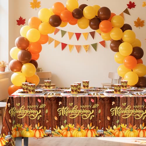 Thanksgiving Party Supplies Set with Plates Cups Napkins Cutlery & Decorations