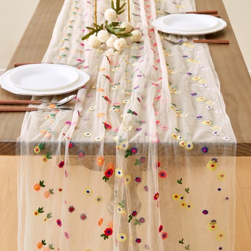 Champagne 10ft 3-Pack Cheesecloth Daisy Table Runners - Wracra