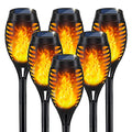 6 Pack Solar Torch Lights with Flickering Flame - Outdoor Garden Pathway Decor - Orange
