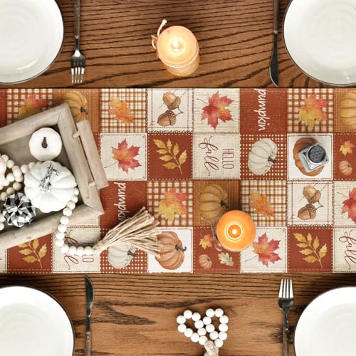 Artoid Mode 210 GSM Fall Table Runner Brown 13x108 Inch for Home Party Decor
