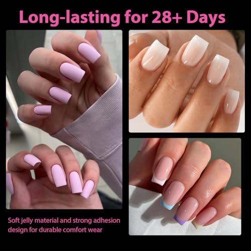 UNA GELLA Short Square Nail Tips 504PCS - Pre Etched False Nails for DIY Manicure