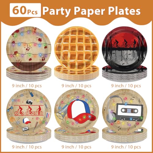 Retro Strange Features Plates - 60Pcs Spooky Rustic Alphabet 9 Inch Paper Plates