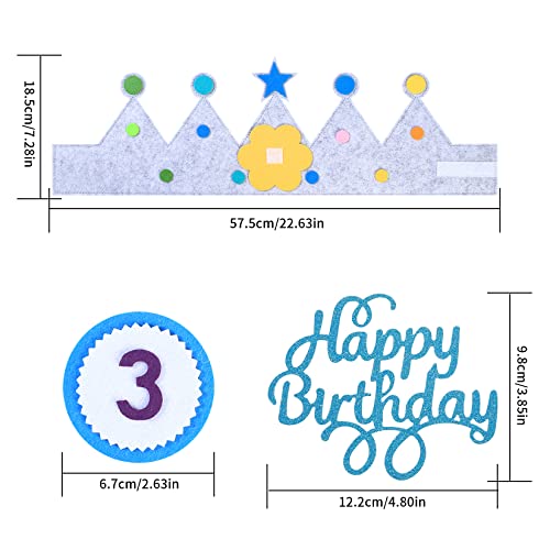 Blue Felt Children's Birthday Crown with Reusable Numbers - Party & Celebration