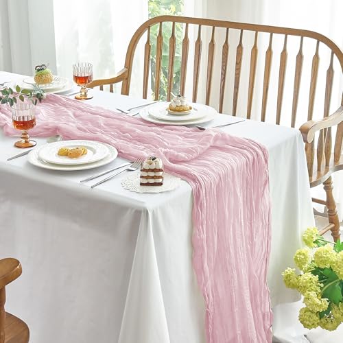 Pink Cheesecloth Table Runner 10 Pack - 10ft Rustic Wedding Party Home Decor
