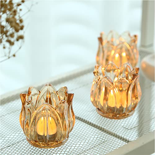 Gold Votive Candle Holders Set of 24 - Thick Glass Tea Light Jars for Wedding & Party Decor - Gold / 24