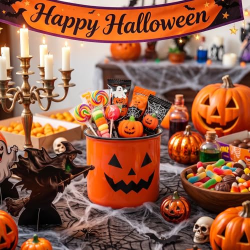 Orange Halloween Ceramic Pumpkin Candy Jar - Mini Cookie & Treat Canister