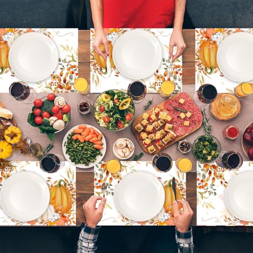 Disposable Paper Placemats Set - Thanksgiving Fall Pumpkin Style 1 - 50 Pack